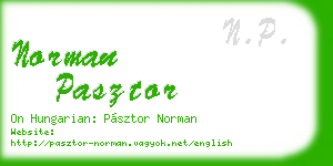 norman pasztor business card