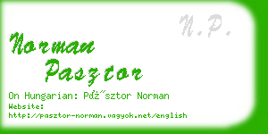 norman pasztor business card